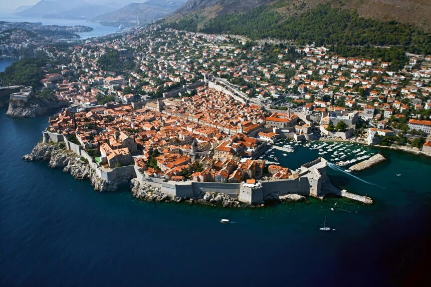 Dubrovnik aerial view of the historic city core - only 12 nm from Slano